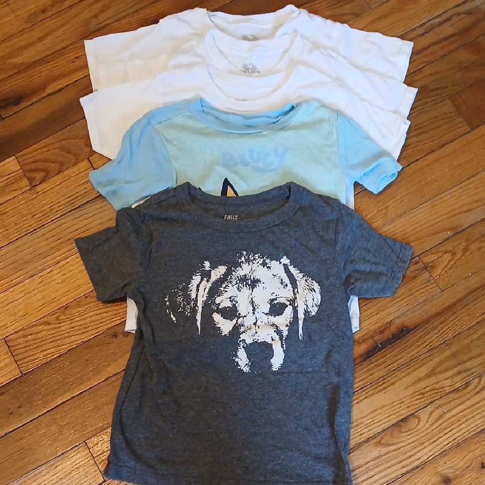 Gray Dog Print Kids T-Shirt